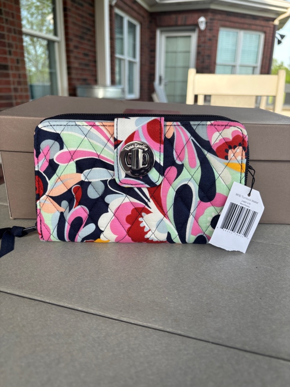 NWT Vera Bradley RFID Turnlock Wallet in the Mod Paisley pattern.